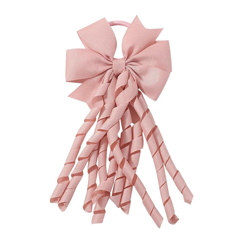 BABY BOWS Girls Hair Ties Grosgrain Ribbon Curly Korker Hair Bows Elastic Rubber Bands Ponytail Holders for Children's Headwear