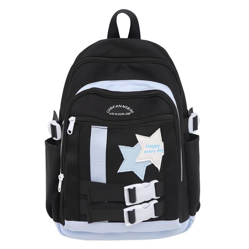 

Студенческая школьная сумка, мини-рюкзак с пятиконечной звездой, женский дорожный рюкзак большой емкости для девочек-подростков чёрный