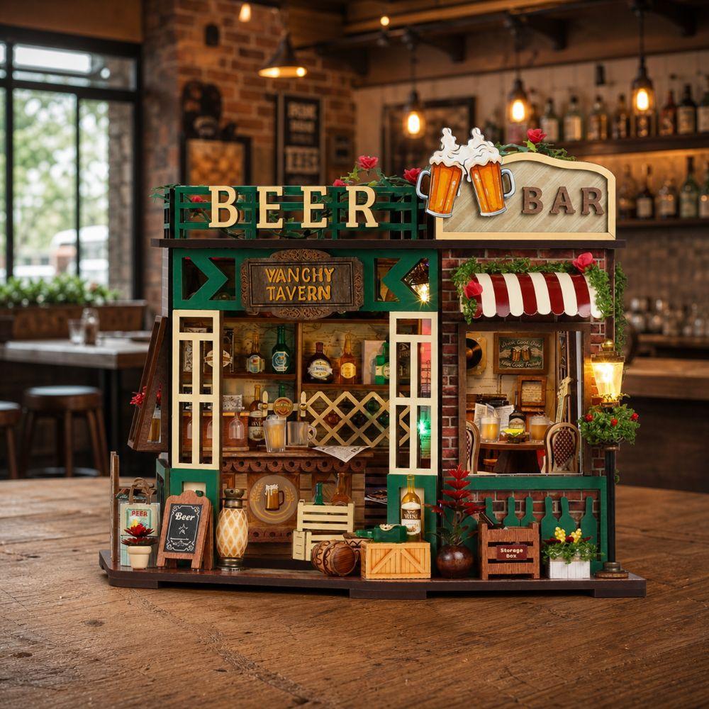 Montage erforderlich 3D Buchstützenmodell Holz Miniatur Puppenhaus Bausatz Für Bücherregal Dekoration