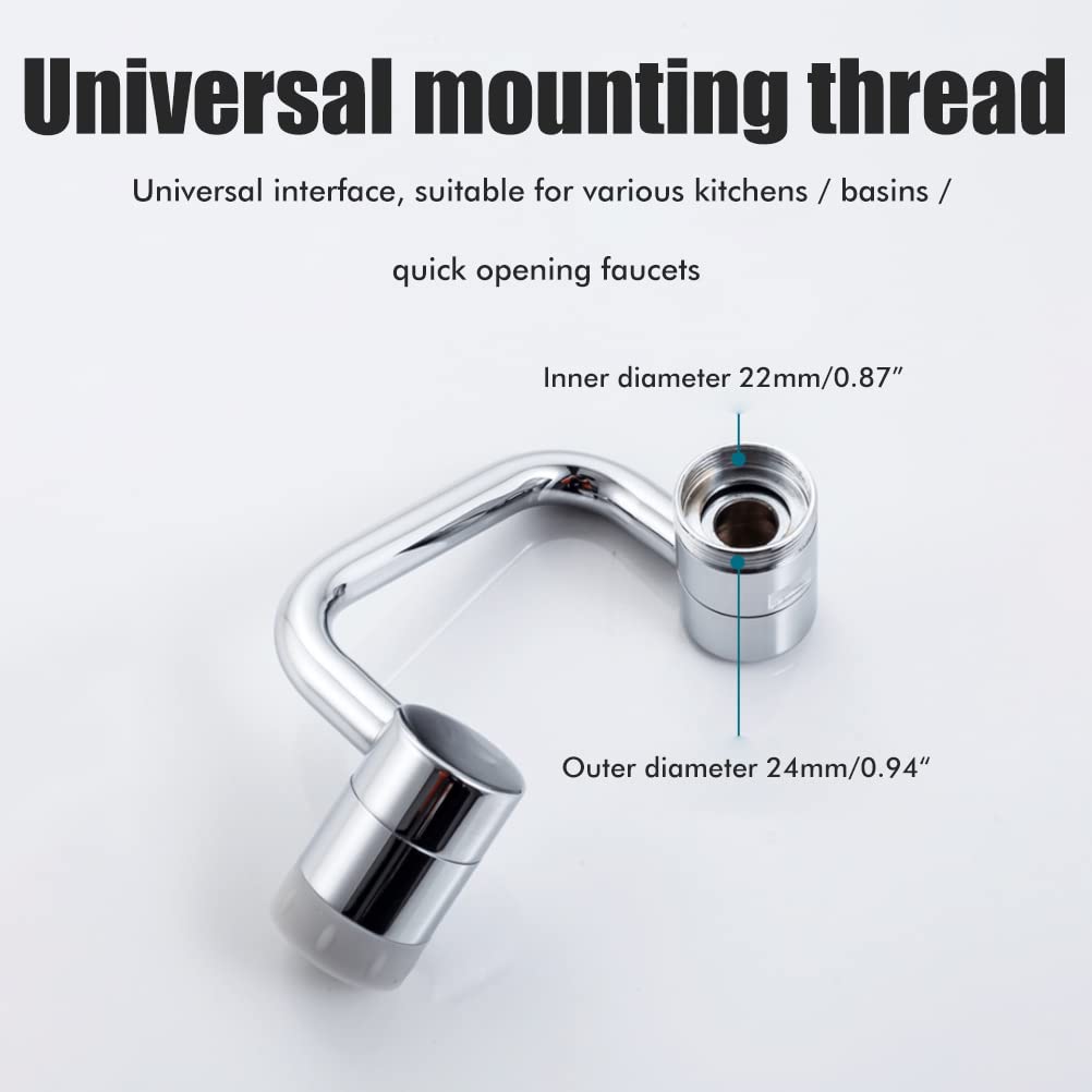 Excras Faucet Kitchen Shower Faucet Kitchen Faucet Tip Part Extender, 1080° Rotation, 2-Type Switching, Sprayer/Aerator, Water-Saving Nozzle, Head,