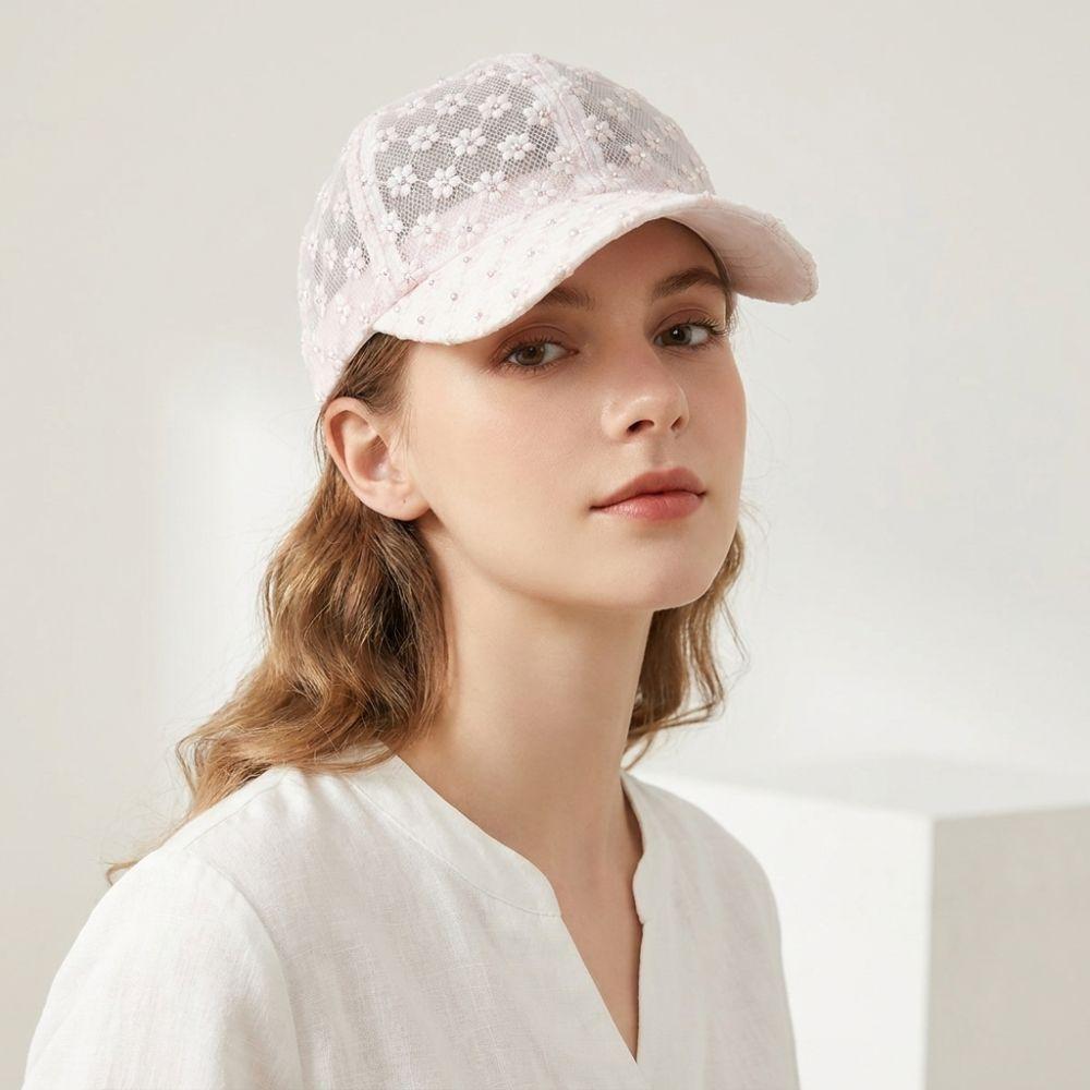 Gorra de Béisbol Ligera de Verano Bordado de Flores Sombrero para el Sol para Exteriores Moda Femenina