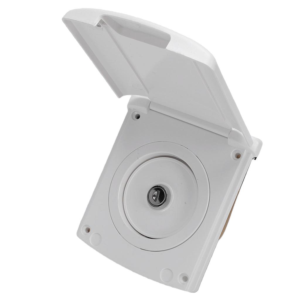 RV Gravity City Water Inlet White ABS with Magnetic Locking Cover for Boat Trailer