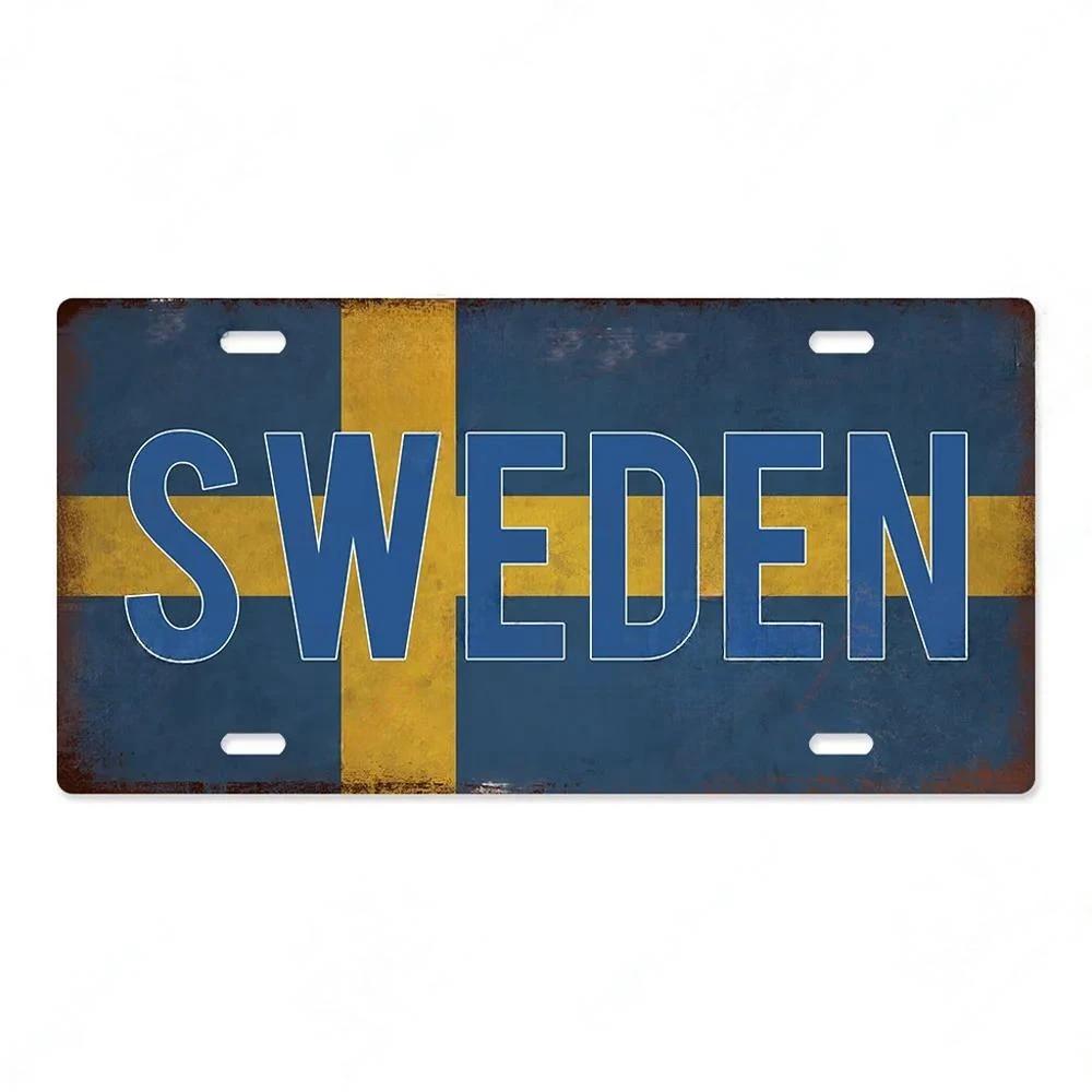 Finland Denmark Norway SWEDEN Aluminum Plate Landmark Metal Sign City State Decorative Car Plate Garage Club Bar Cafe Wall Decor