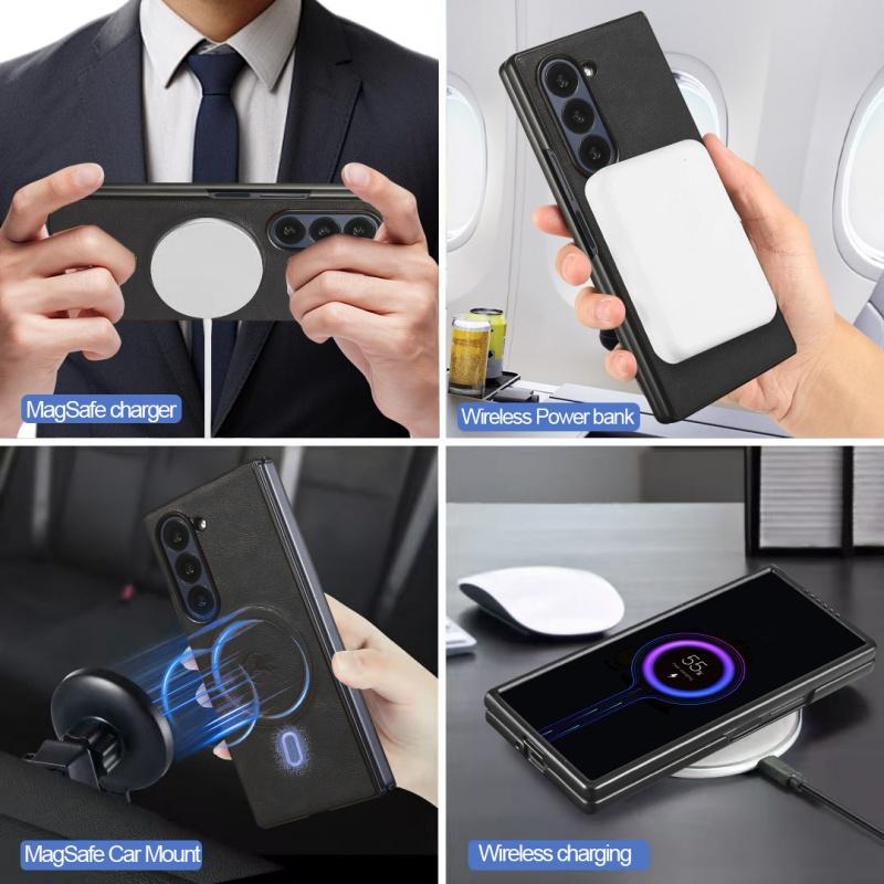MagSafe Kabelloses Laden Leder Geldbörse Handyhülle Für Samsung Galaxy Z Fold 7 6 5 4 3 Fold7 Fold6 Fold5 Flip Geldbörse Kartenhülle