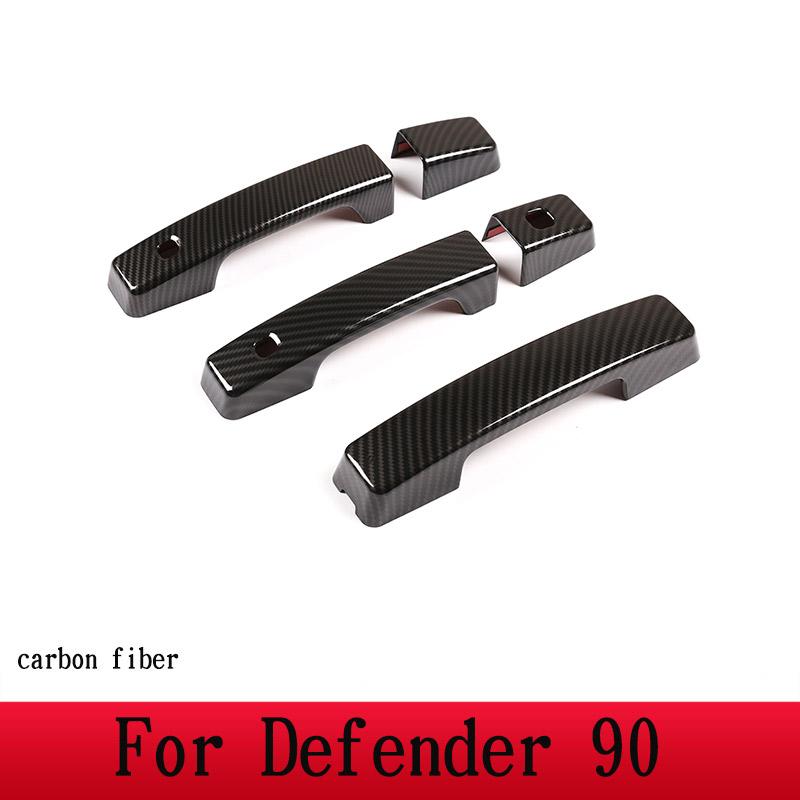 For Land Rover Defender 90 110 130 2020-2024 ABS Black/Carbon Fiber Car Exterior Door Handle Cover Trim Car Accessories
