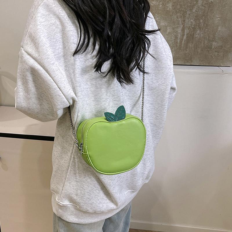 Yogodlns Girl Crossbody Bag Cute Apple PU Personality Women Shoulder Bag Simple Small Satchel Cartoon Shaped Coin Purse
