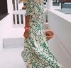 Summer 2023 Women's V-Neck Print Short Sleeve Long Dress