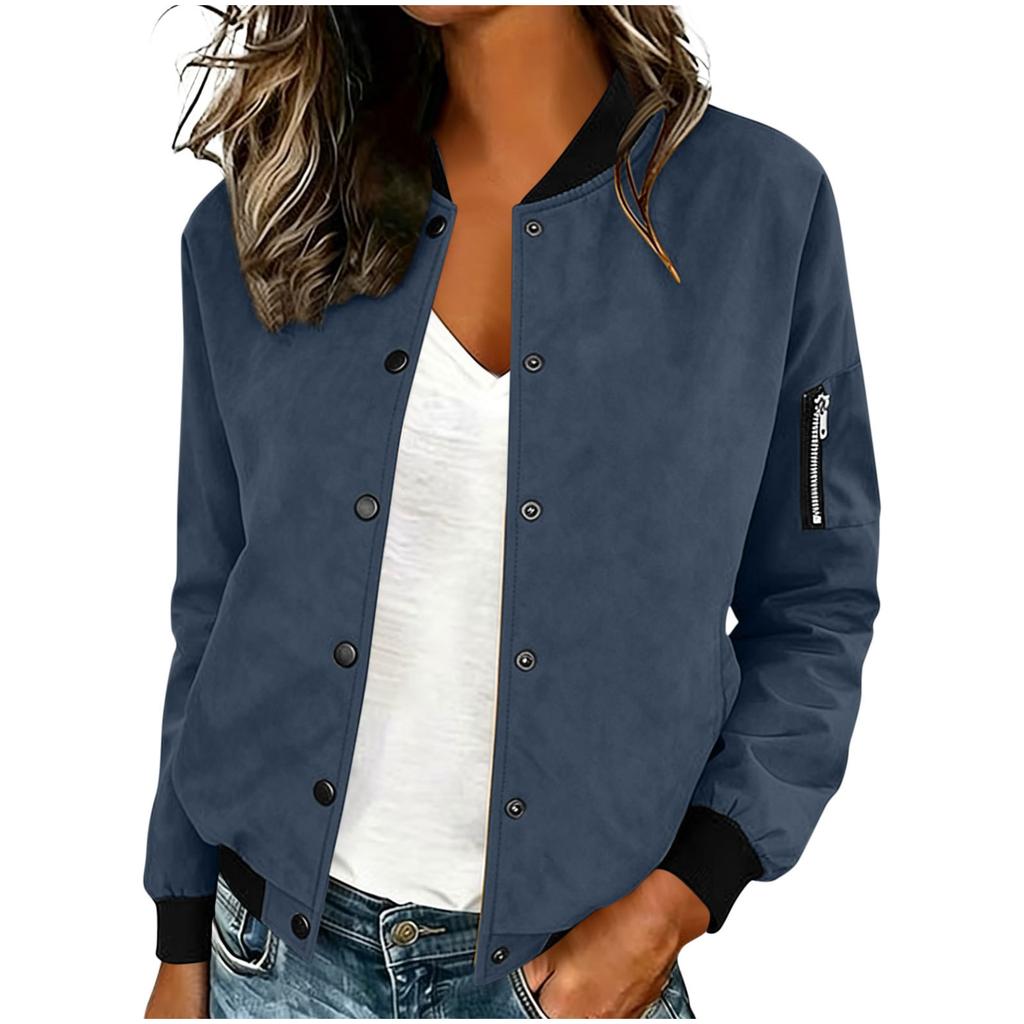 Giacca Cardigan da Donna in Camoscio con Bottoni, Casual, Manica Lunga, Capo Esterno Leggero con Tasca e Bordi a Coste
