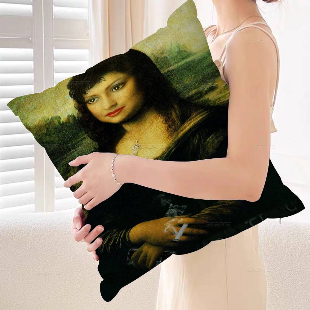 Mona Lisa Funny Wall Art Pictures Pillow Gifts Home Office Furnishings Bedroom Sofa Car Cushion Cover case 45x45cm