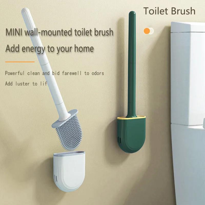 

Soft Silicone Toilet Brush Without Dead Corner Cleaning Brush With Silicone Base Soft Brush With Bracket Bathroom Accessories белый