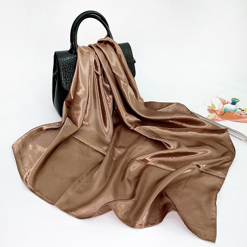 

Модный новый универсальный платок большой квадратный шарф однотонный шарф женский искусственный шелковый атласный шарф 90*90cm