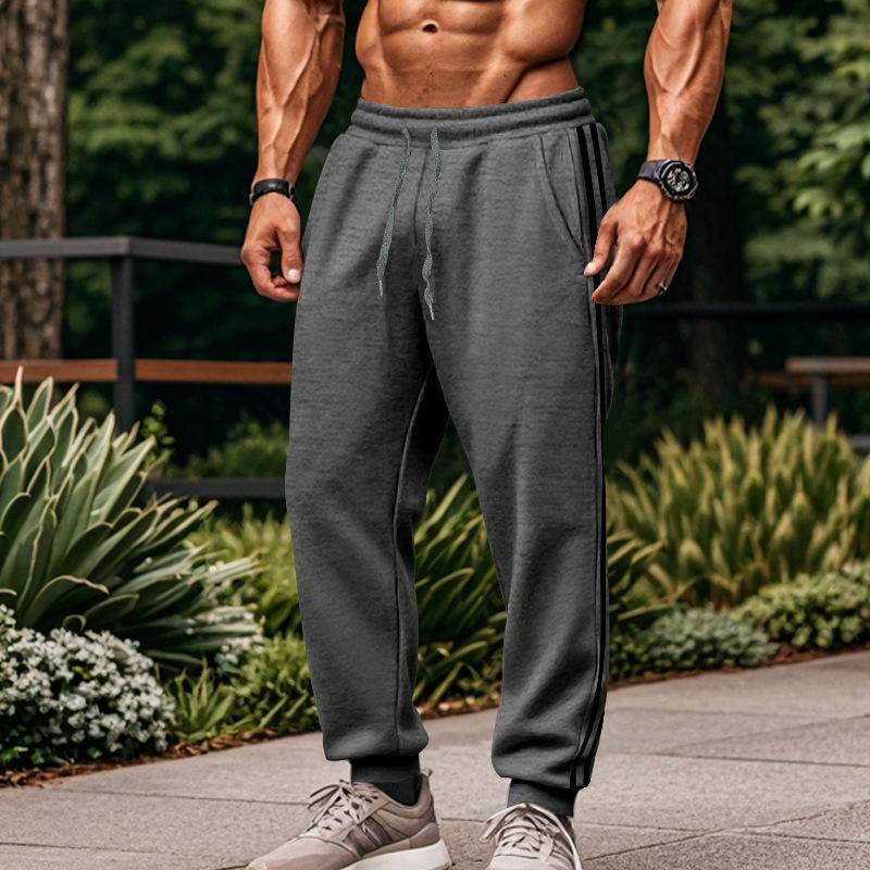 Herren Freizeithose 2 Streifen Sweatpants Lässig Vielseitig Locker Kordelzughose