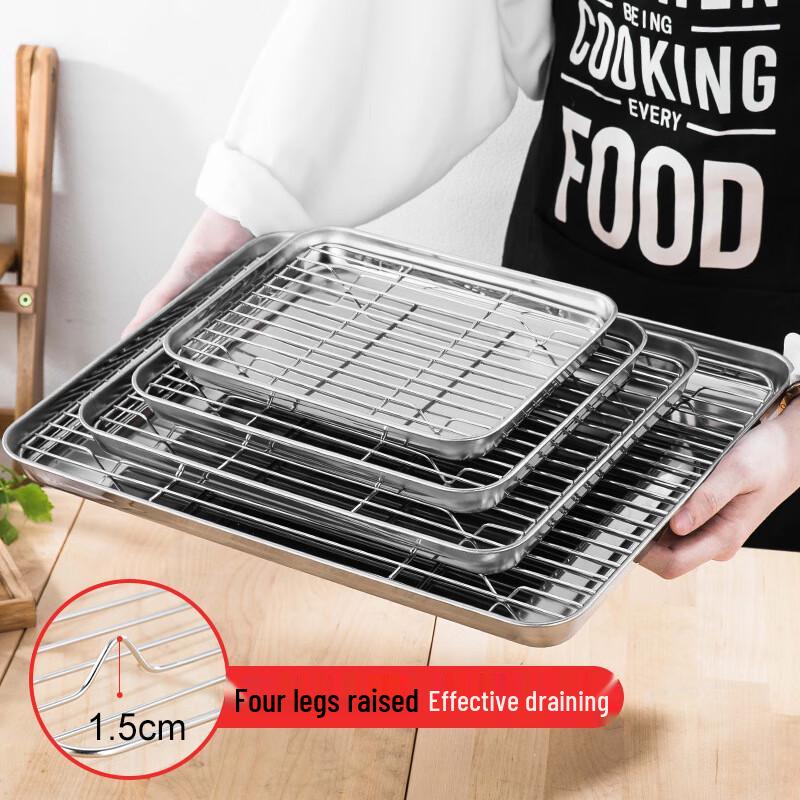 Stainless Steel Japanese Roasting & Frying Tray with Rack