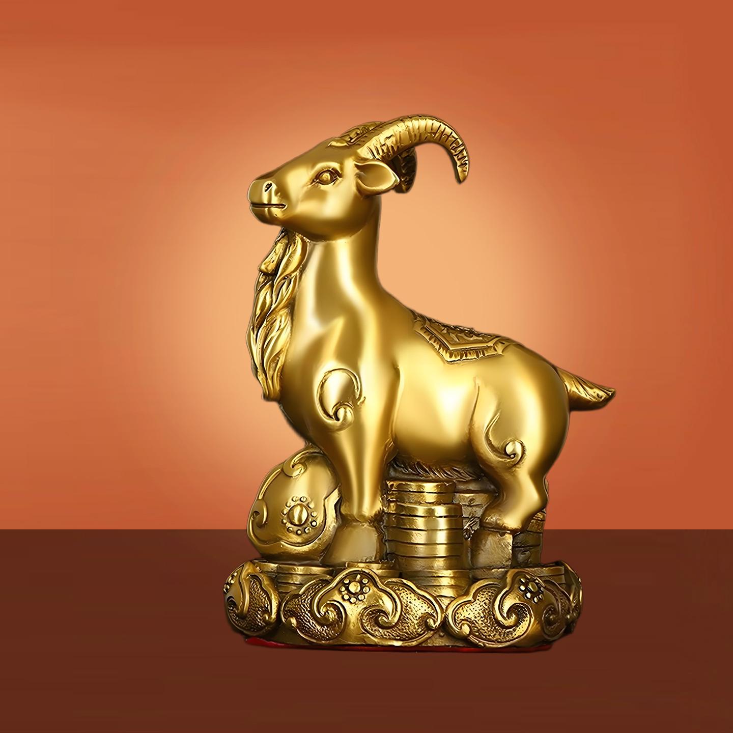 Латунный талисман-овца Руйи для привлечения денег: Знак Зодиака Овца для Процветания и Защиты