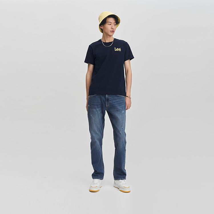 Lee T-Shirts Men's Navy Blue Crew Neck Moderate Straight Fit LMT007521K9900FA05179