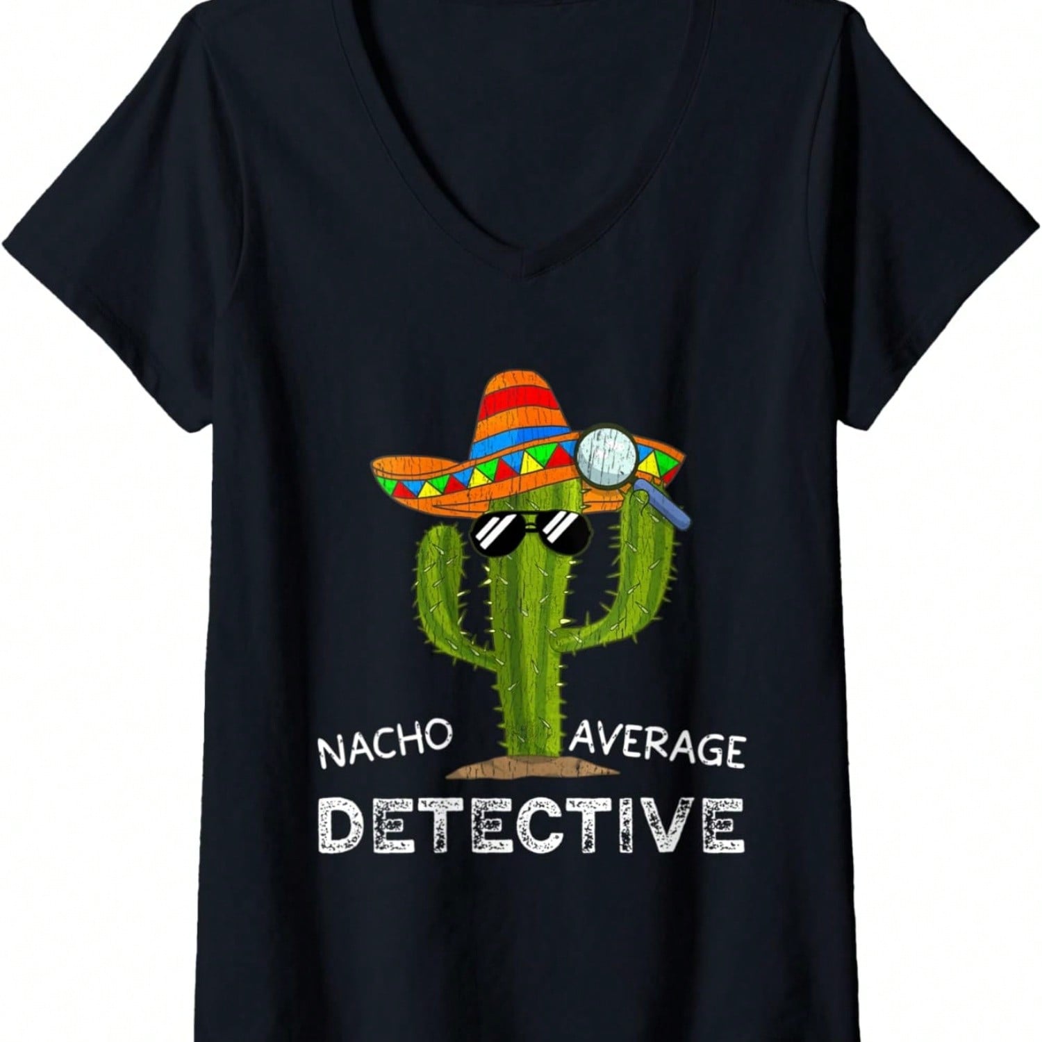 Wounisex Nacho Average Detective Funny Detective V-Neck T-Shirt S разноцветный
