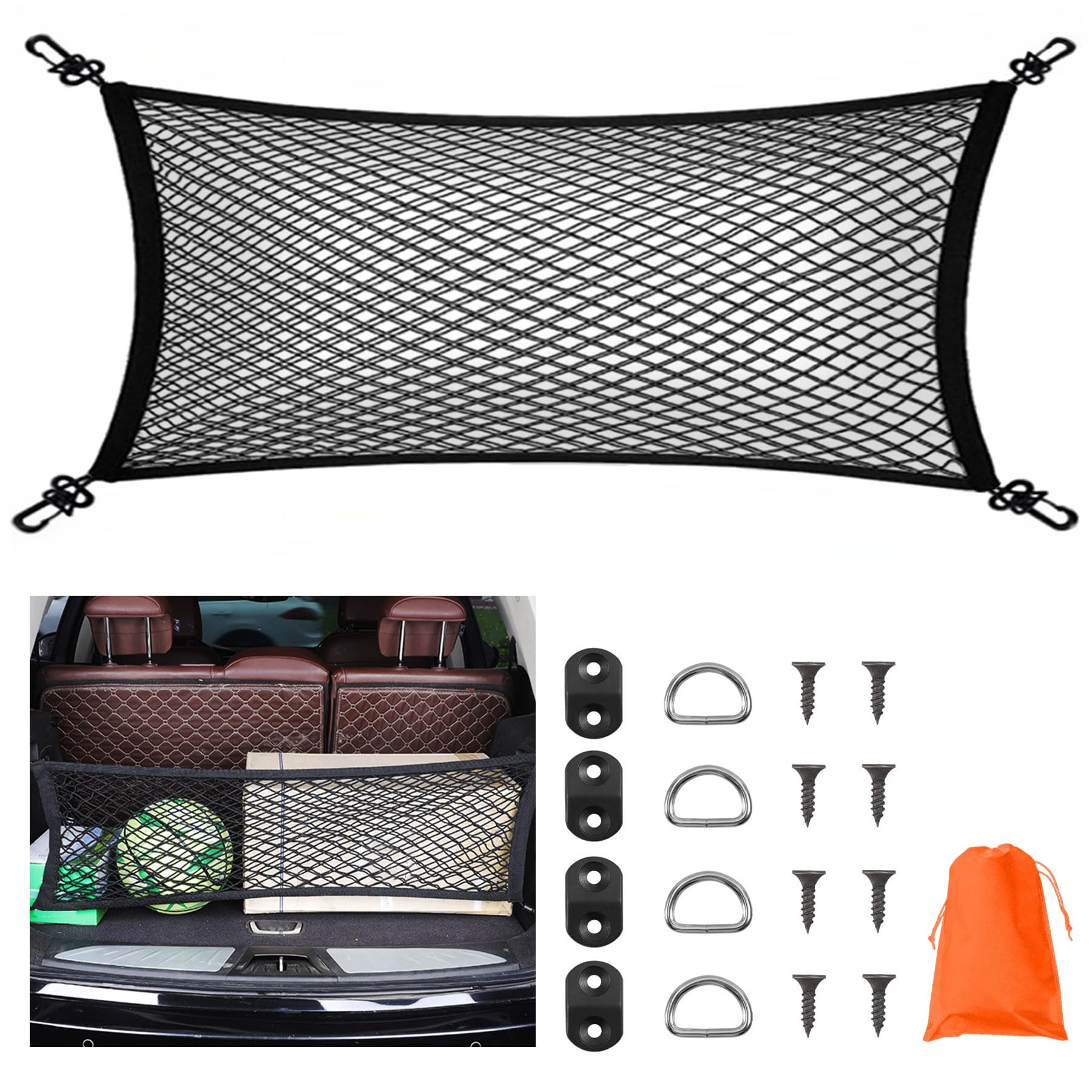 

Сетка для багажа DCGLA, Грузовая сетка, Сетка в багажник, Автомобиль, 15,7 x 35,4 дюйма (40 х 40cm x 90cm чёрный