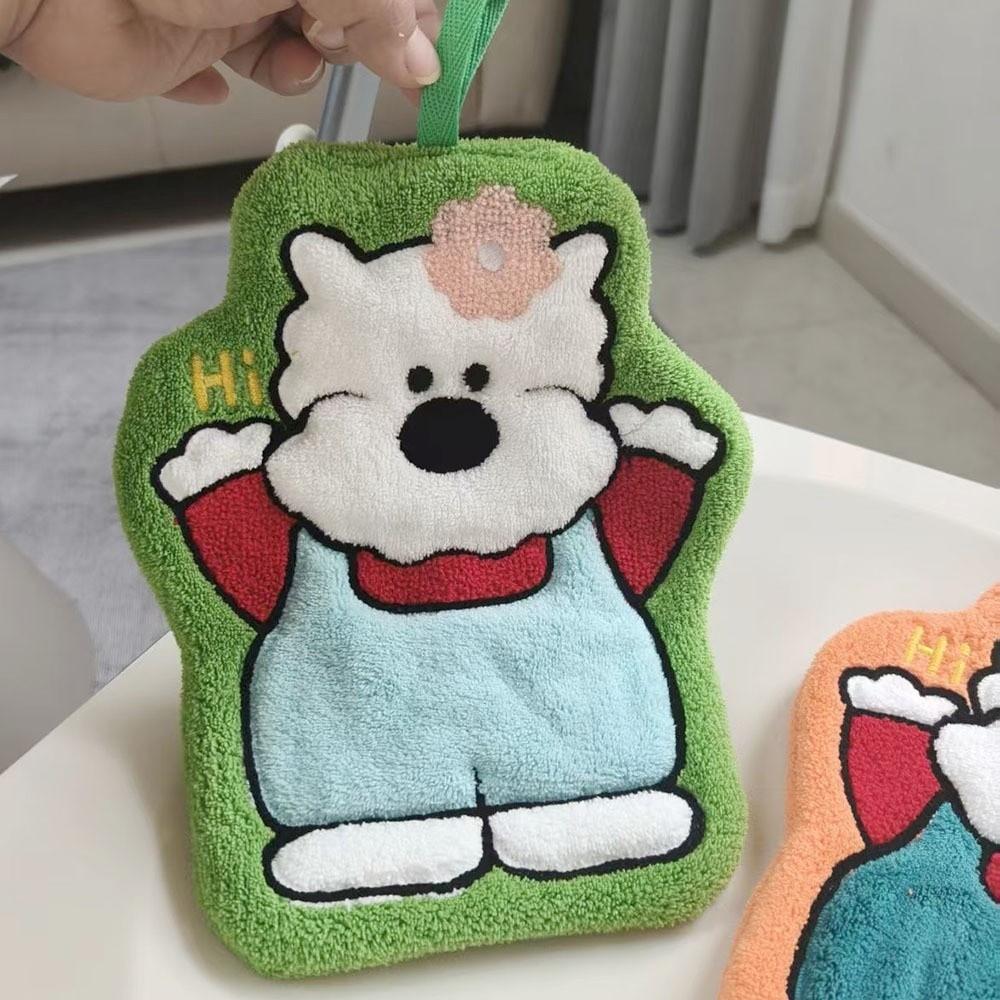 Cute Cartoon Bear Hand Towel Coral Fleece Quick-drying Wipe Cloth Absorbent Home Decor Kitchen Cleaning Rag