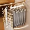 Folding Magic Pants Hangers 6layers Stainless Steel Space Saving Clothes Rack Organizer For Wardrobe Jeans Trousers Scarf