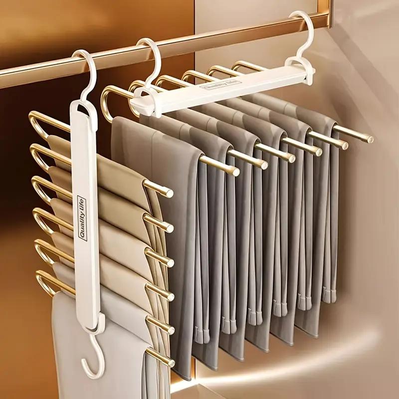 Folding Magic Pants Hangers 6layers Stainless Steel Space Saving Clothes Rack Organizer For Wardrobe Jeans Trousers Scarf