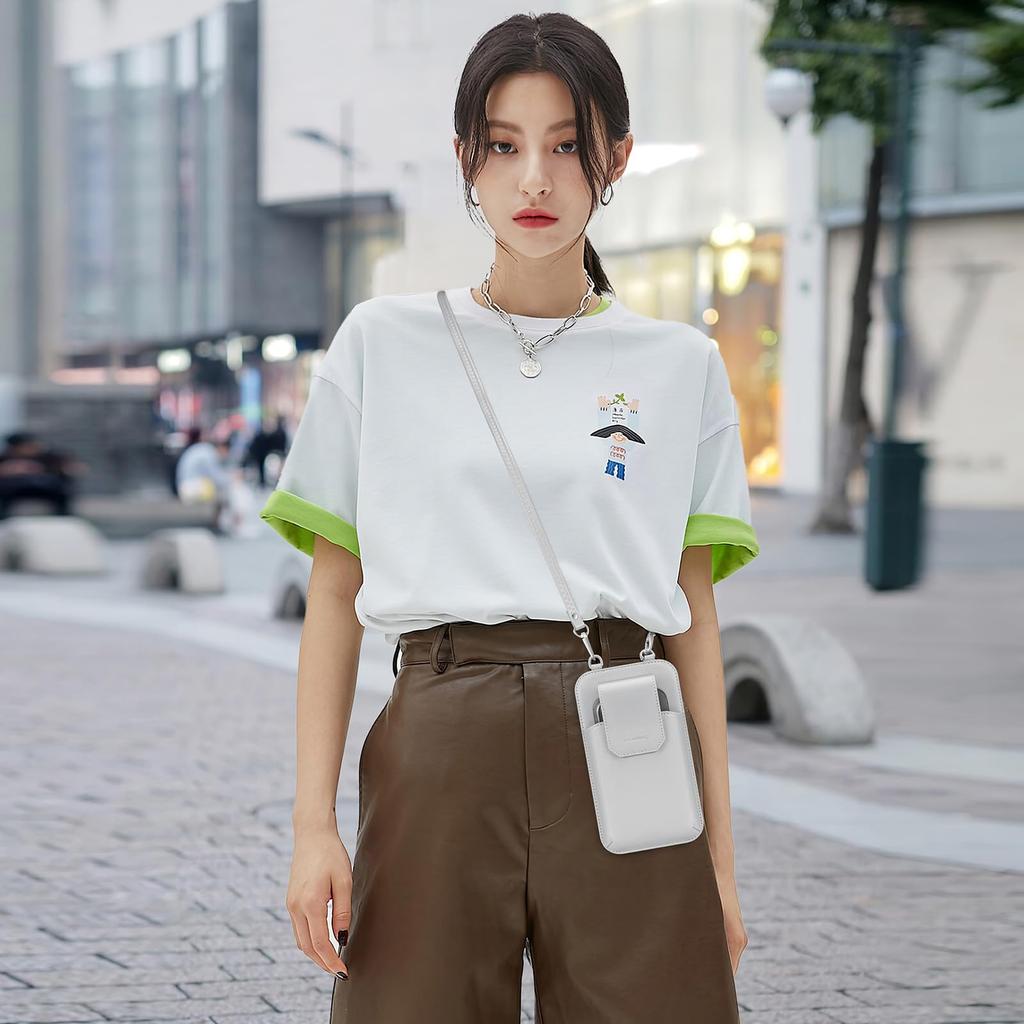 nuoku Smartphone Shoulder Bag with Bag for Smartphone and Removable Mobile Pouch Bag with Card Slot Women's Wallet, 2-in-1 Wallet, (Gray)