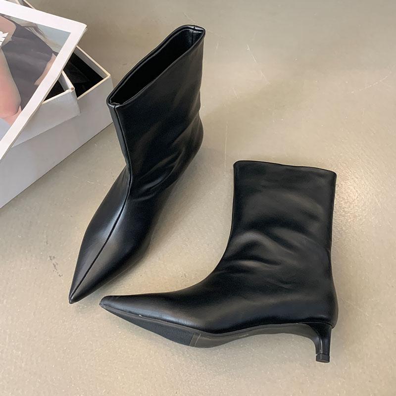 Móda Módní Obuv se špičatou špičkou Dámské kotníkové boty Nazouvací boty Moderní dámské krátké westernové kotníkové boty s nízkým podpatkem