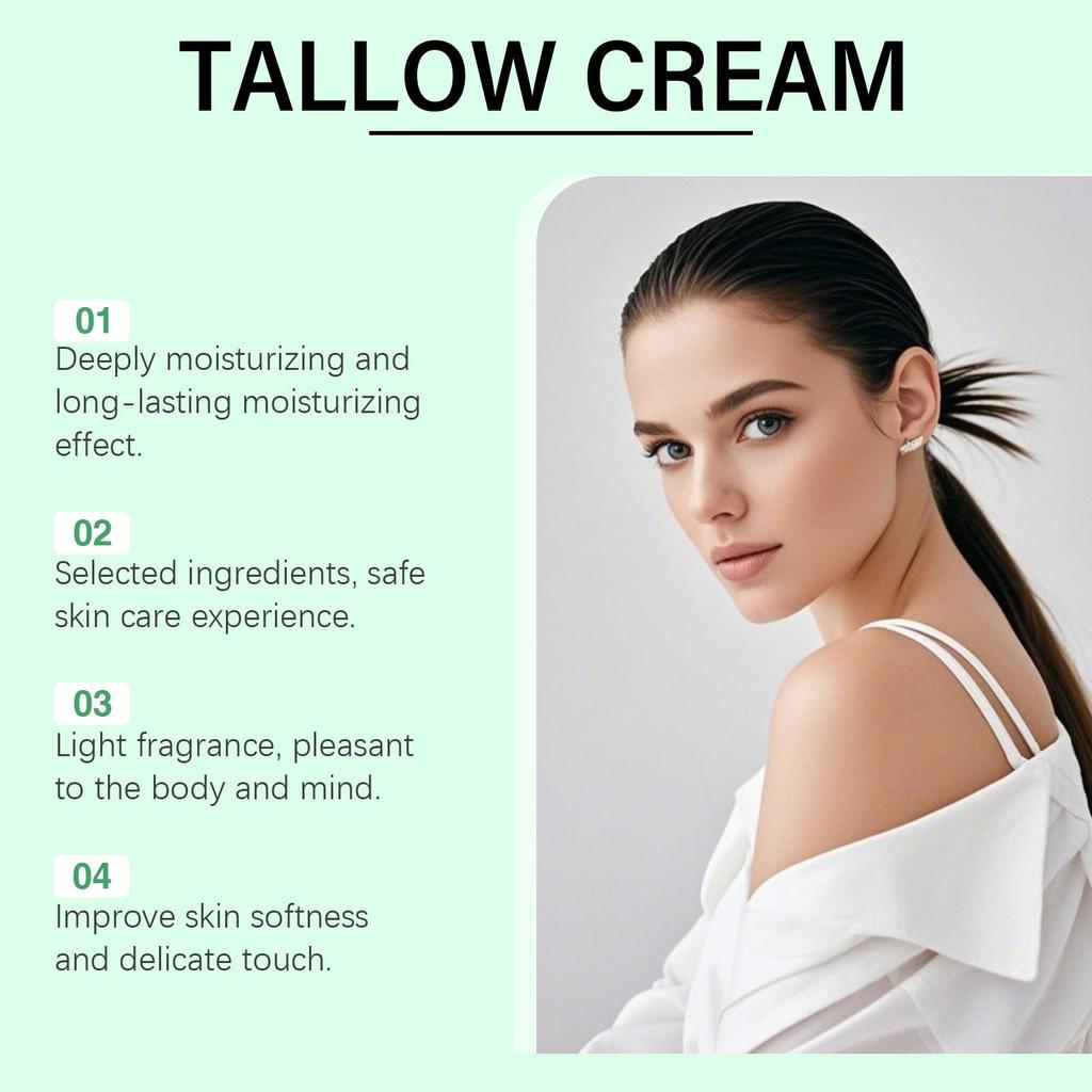 Crema Viso con Sebo di Manzo Anti-Età Linee Sottili Idratazione Profonda Lenitiva Riparatrice Pelle Danneggiata Giorno Nutriente Viso Corpo Lozione 60g