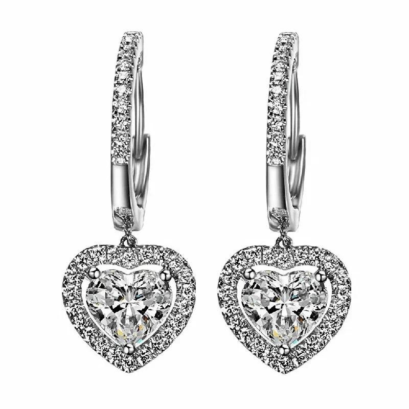 Engagement Mid Length Pendant Earrings Jewelry Elegant Shiny Mosan Diamond Beautiful Gift Milan Girl Fashion Accessories