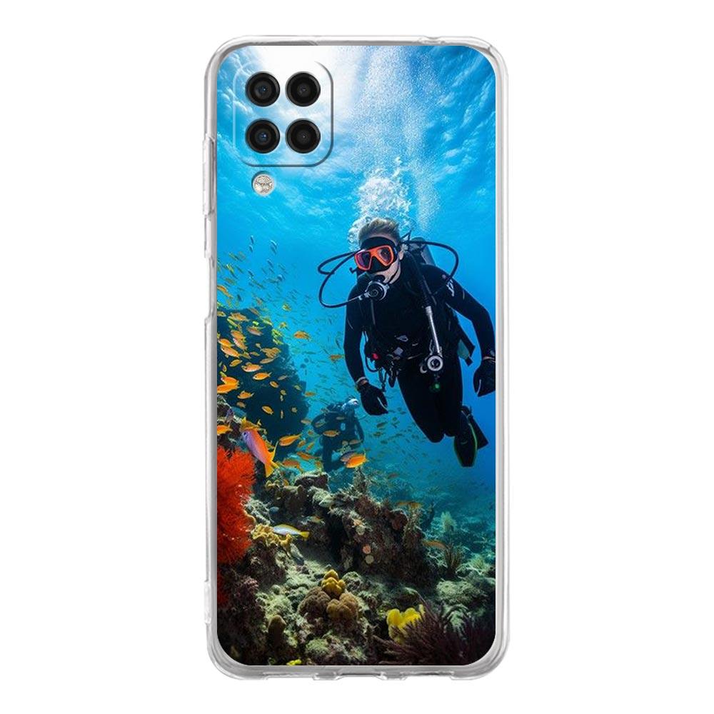 Phone Case For Samsung Galaxy A13 A33 A35 A55 A73 A53 A23 A51 A71 A21S A72 A31 A41 A05s A03S A15 A25 5G Clear Cover Diver Diving