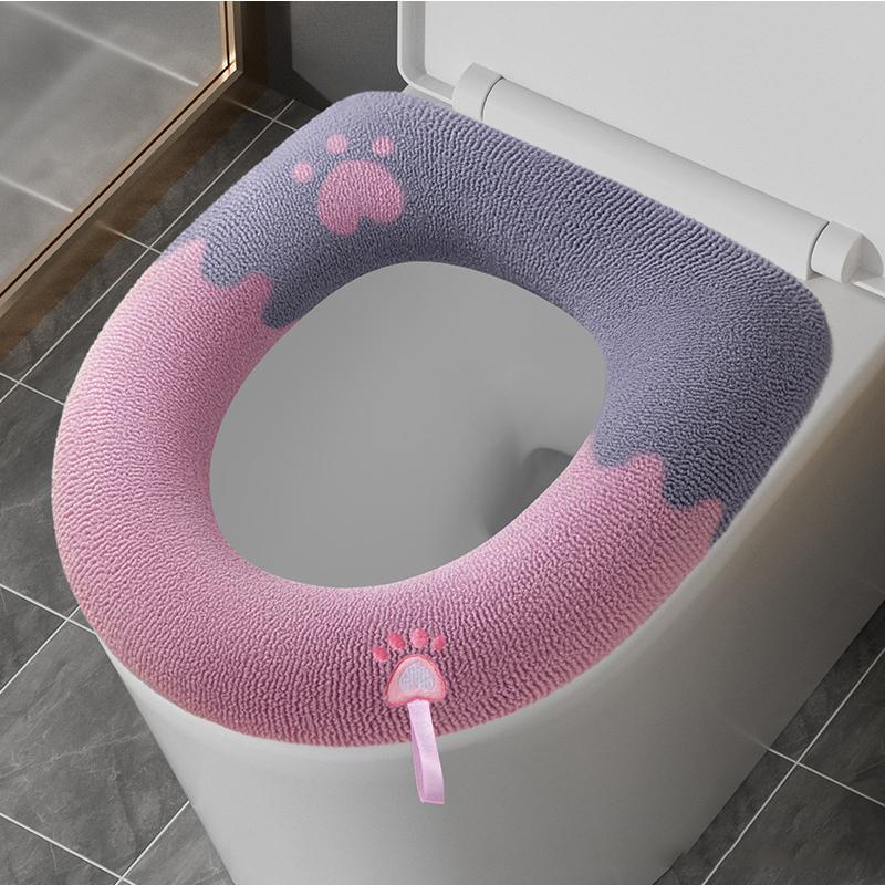 

Winter Warm Thicken Toilet Seat Covers Mat Gentle Washable Closestool Universal Toilet Lid Pad Bidet Cushion Bathroom Accessories розовый