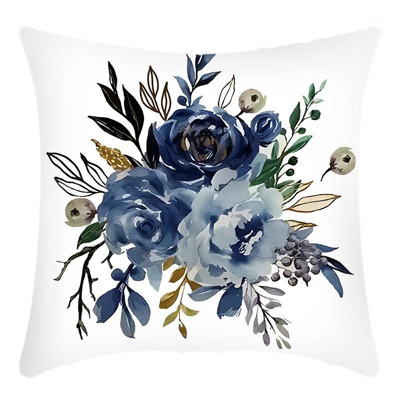 New Green Plant Pillow Cover with English Letters and Flower Print Cushion Home Sofa Cushion Cover