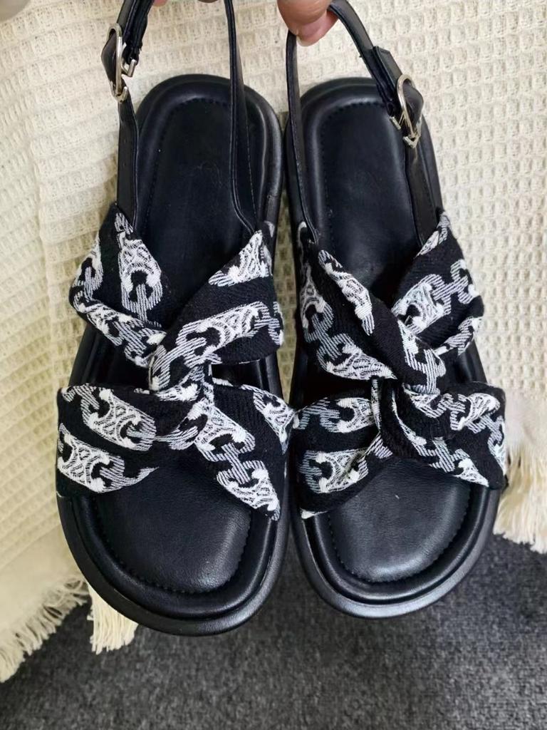 Sandals for Woman Beach Footwear Black Roman Style Summer 2024 Outdoor Women's Shoes with Low Heels The Best Vintage Daily H F