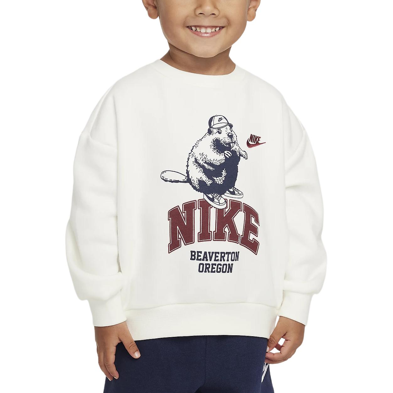 Nike Sweatshirt Icon Comfortable Fleece Lined Crew Neck Sail White Children Aged 3 7 Years Old IB5838-133 3T