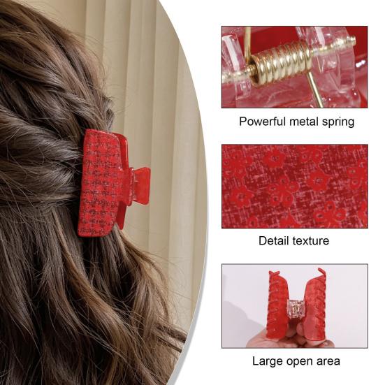 Hair Claw for Women, Floral Print Hair Clip, Transparent Shark Hair Claw, Versatile Hair Accessory for Long Short Hair Daily Use