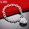 925 Sterling Silver Charm Heart Pendant Bracelet Wedding Fashion Gift Jewelry