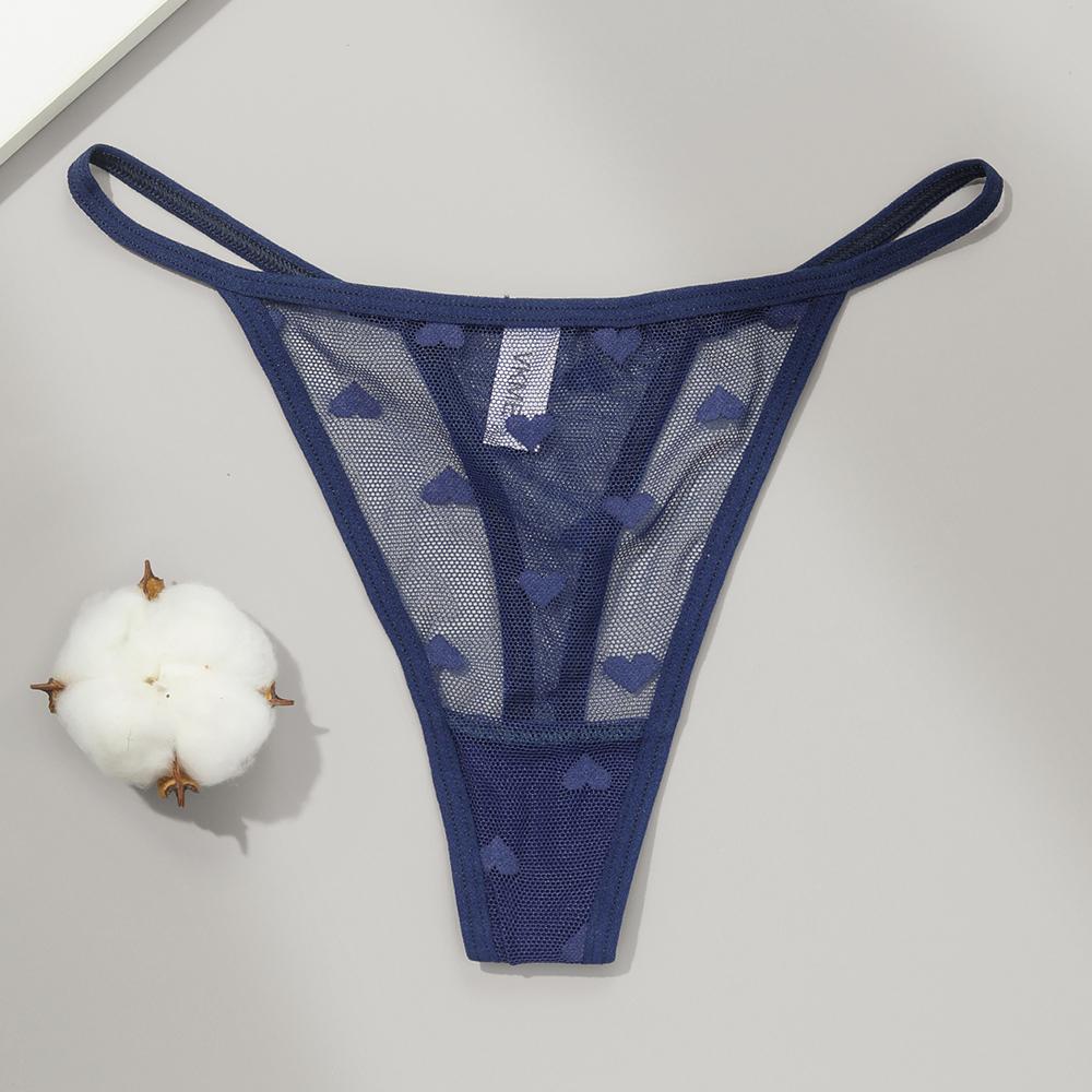Sexy Lace Sheer Thong Panties Underwear  Women's Low Waist G-String T-Pants  Lingerie Panties Heart See Through Mesh Underpants