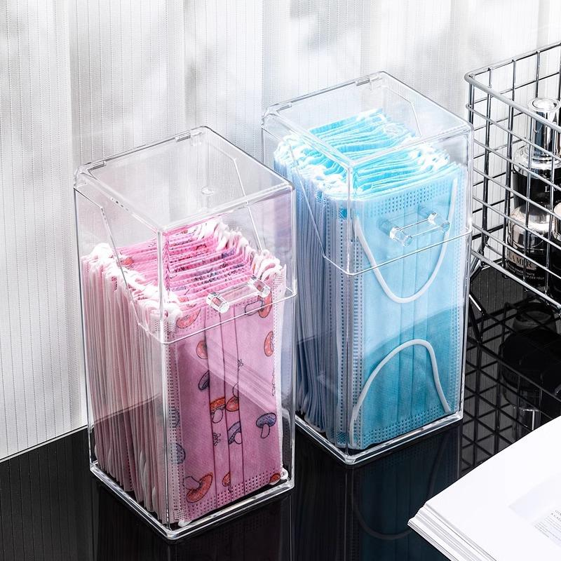 1 Transparent Mask Storage Box With Lid, Dust-Proof Mask Box, Makeup Brush Storage Box