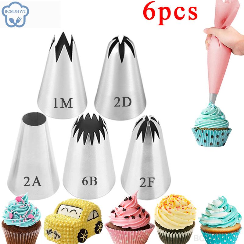 

6pcs Flower Cookie Icing Piping Pastry Nozzle Tips Baking Tools Cream Cake Decorating Set Stainless Steel Nozzles Cupcake 6PCS