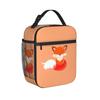 Cute Fox Lunch Bag  Portable Zipper Lunch Box Women Travel Graphic Design Cooler Bag Fashion Waterproof Thermal Tote Handbags