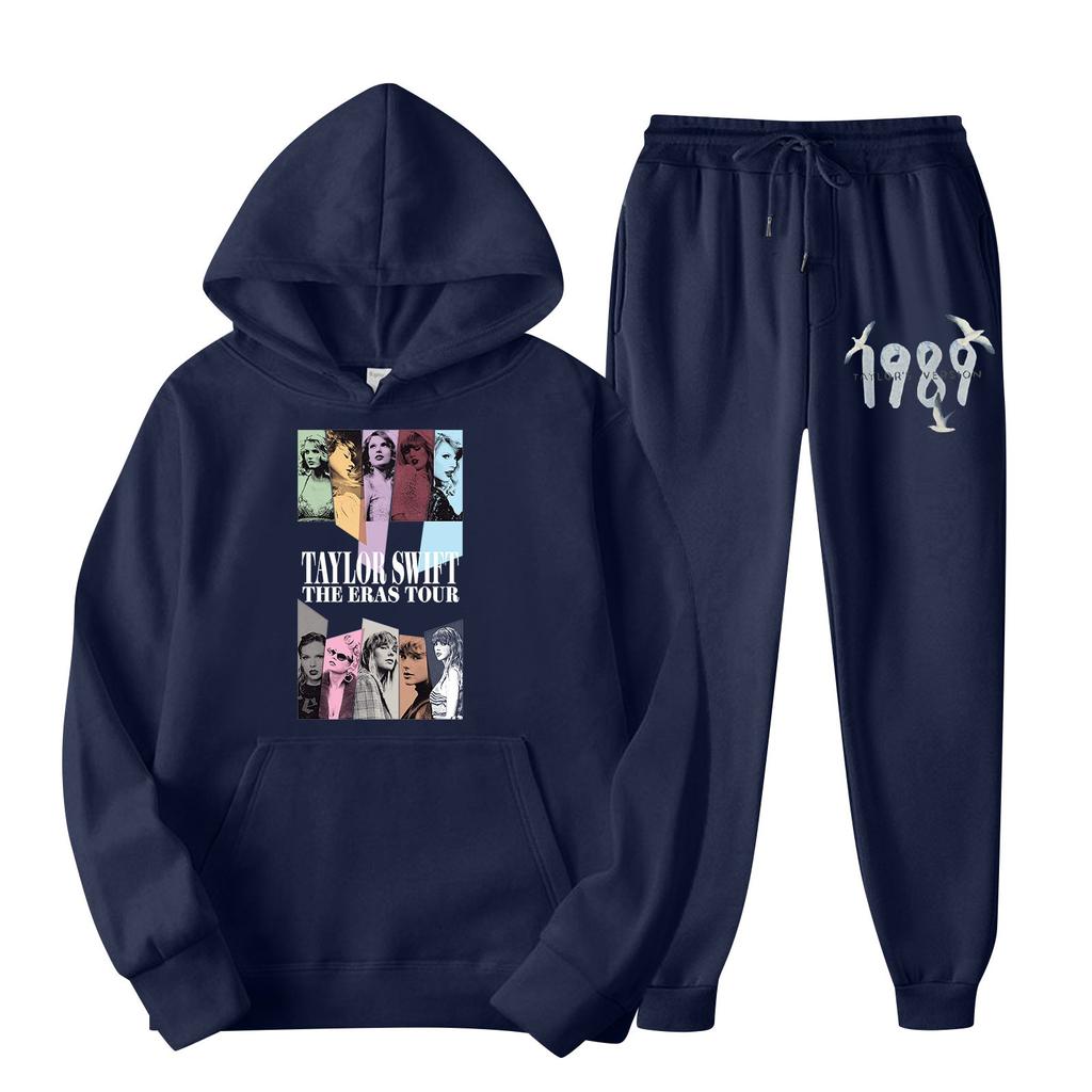 Women's Hooded Sports Tracksuit Unisex Two-Piece Running Outfits Long Sleeve Pullover Hoodies Sweatshirt+Sweatpants Set