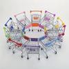 Colorful Mini Shopping Cart Decoration - Plastic Desktop Organizer with 4 Wheels and Side Pockets, Suitable for Desk decoration