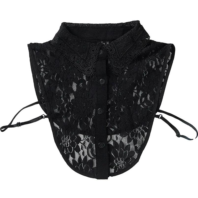 Chiffon Lace Floral Fake Collar Women Detachable Lapel Choker Necklace Ladies Removable Half Shirt False Collar Decoration