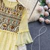 RUGOD French Retro Ethnic Embroidered Round Neck Flared Sleeve Dress Women's Loose Temperament All-match A-line Long Dress