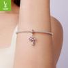 Pink Love Cross Pendant Accessories Cute Little Angel S925 Sterling Silver Bracelet Beaded