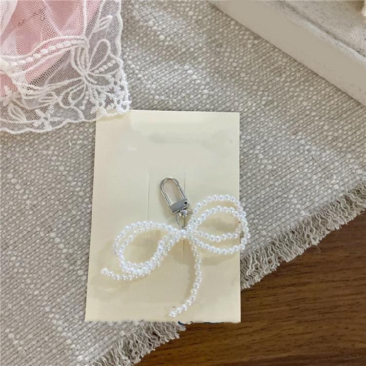Pearl Bowknot Keychain Decorations Keyring Hanging Ornament for Backpack Handbag