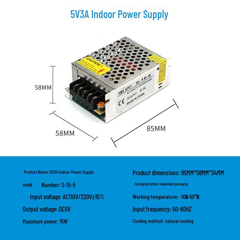 220V To 12V/24V/5V DC Power Supply for LED Strip Lights - 5A/10A/30A, 60W Transformer