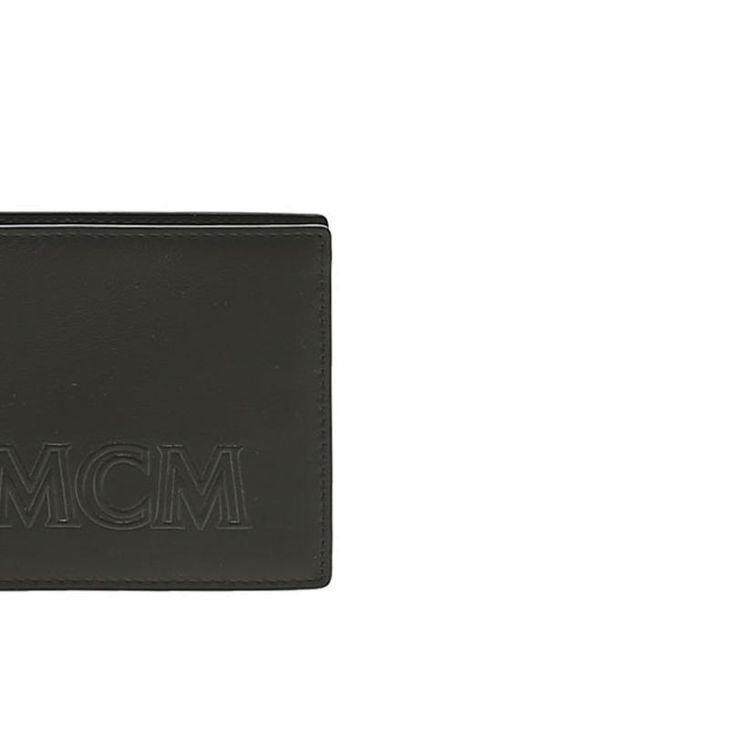MCM Letter Print Cowhide Black wallet MXSDATA03BK001