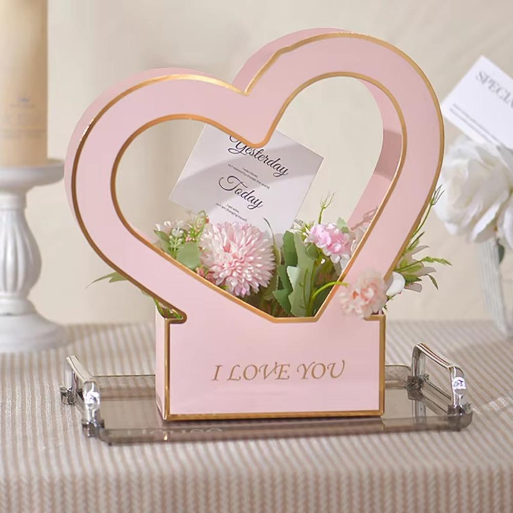 

2 шт. Флористическое искусство Сердце Цветочная коробка Романтическая коробка из оберточной бумаги Коробка для цветочной композиции День матери розовый