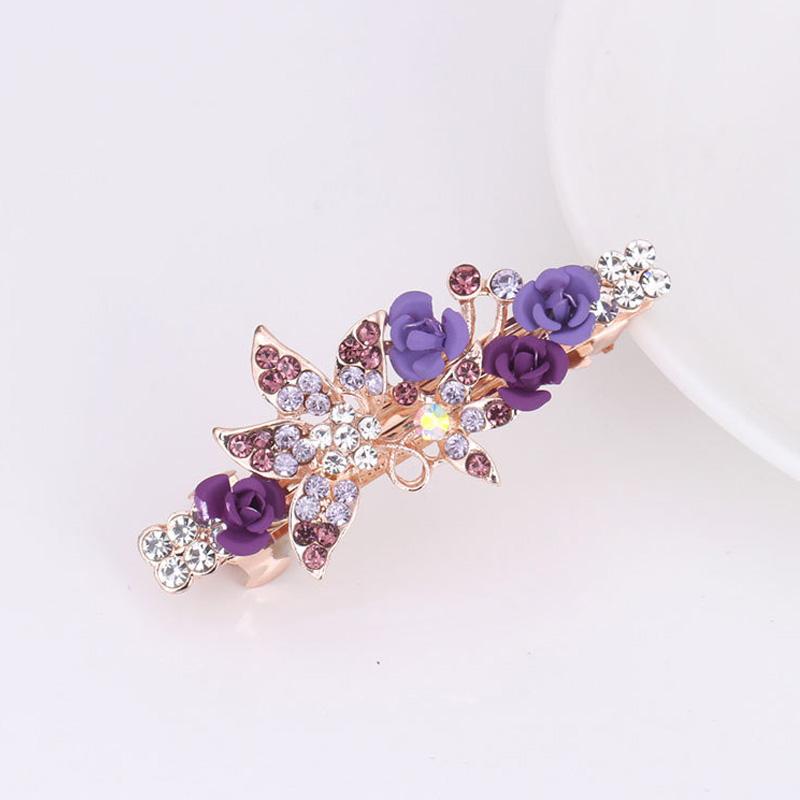 

1 шт. Стразы Бабочка Корейский Красочный Элегантный Весенняя Заколка Зажимы для Волос Бижутерия Новый Горизонтальный Зажим Циркон Сплав