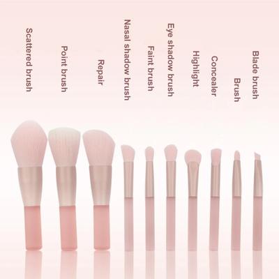 10pcs Pink Soft Makeup Brushes Set Cosmetic Foundation Blush Powder Brush Concealer Eyeshadow Kabuki Blending Makeup Brush Tools